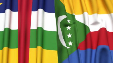COMOROS ve Orta Afrika Cumhuriyeti bayrakları gerçekçi kumaş dokusuna sahip