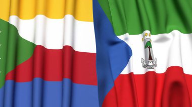 Gerçekçi kumaş dokusuna sahip COMOROS ve EquATORIAL Guinea bayrakları