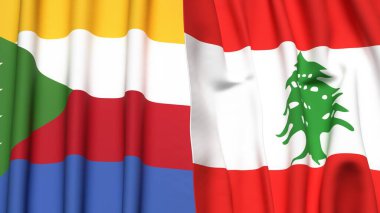 Gerçekçi kumaş desenli Bayraklar ve LEBANON