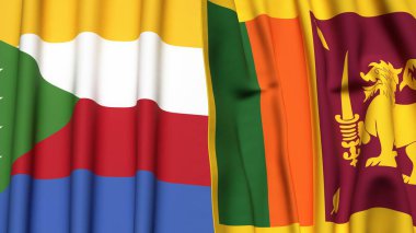 Gerçekçi kumaş dokusuna sahip COMOROS ve SRI LANKA bayrakları