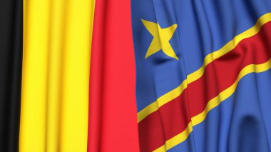 CONGO DEMOKRATİK REPUBLIC ve Çad bayrakları gerçekçi kumaş dokusuna sahip