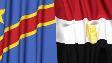 Kongo DEMOKRATİK REKRİK Bayrakları ve gerçekçi kumaş dokusuna sahip EGYPT