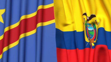 CONGO DEMOKRATİK REÜKRİK Bayrakları ve gerçekçi kumaş dokusuna sahip Ekvador