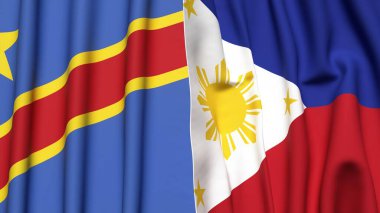 Kongo DEMOKRATİK REKRİK Bayrakları ve gerçekçi kumaş dokusuna sahip Filipinler