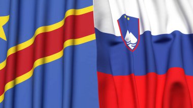 Kongo DEMOKRATİK REÜKRİK Bayrakları ve gerçekçi kumaş dokusuna sahip SLOVENIA