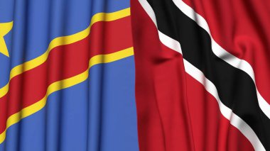 Kongo DEMOKRATİK REKRİK Bayrakları ve gerçekçi kumaş dokusuna sahip TRINIDAD