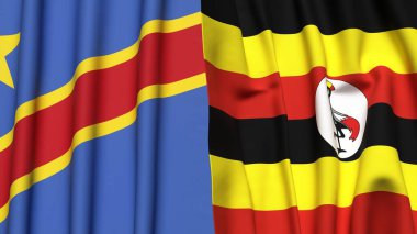 Kongo DEMOKRATİK REUGANDA ve gerçekçi kumaş dokusuna sahip bayraklar