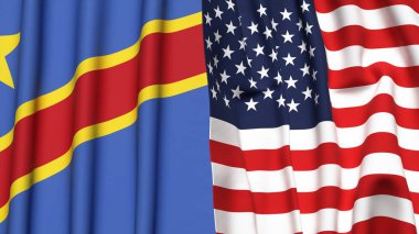 CONGO DEMOKRATİK REÜKRİK Bayrakları ve gerçekçi kumaş dokusuna sahip ABD