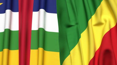 CONGO R ve Orta Afrika Cumhuriyeti bayrakları gerçekçi kumaş dokusuna sahip
