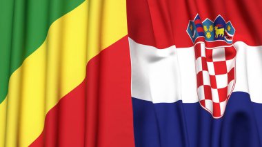 Gerçekçi kumaş dokusuna sahip CONGO R ve CROATIA bayrakları