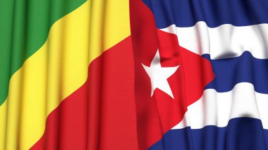 Gerçekçi kumaş dokusuna sahip CONGO R ve CUBA bayrakları