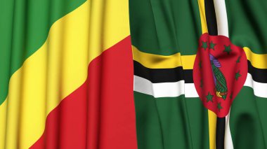Gerçekçi kumaş dokusuna sahip CONGO R ve DOMINICA bayrakları