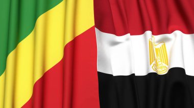 Gerçekçi kumaş dokusuna sahip CONGO R ve EGYPT bayrakları