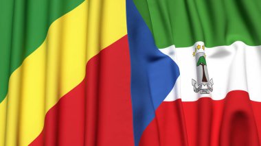 Kongo R ve Eşitlikçi Guinea bayrakları gerçekçi kumaş dokusuyla