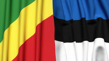 Gerçekçi kumaş dokusuna sahip CONGO R ve Estonya bayrakları