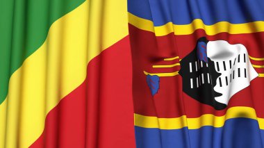 CONGO R ve Eswatini bayrakları gerçekçi kumaş dokusuyla