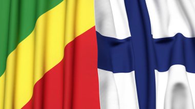 Gerçek kumaş dokusuna sahip CONGO R ve FINLAND bayrakları