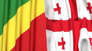 Gerçekçi kumaş dokusuna sahip CONGO R ve GEORGIA bayrakları