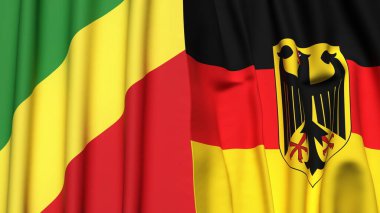 Kongo R ve Alman bayrakları gerçekçi kumaş dokusuna sahip