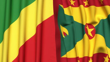 Gerçekçi kumaş dokusuna sahip CONGO R ve GRENADA bayrakları