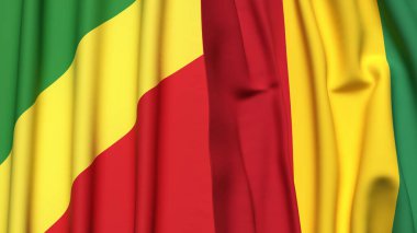 Gerçekçi kumaş dokusuna sahip CONGO R ve Gine Bayrakları