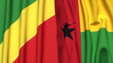 Kongo R ve Gine-BISSAU bayrakları gerçekçi kumaş dokusuna sahip