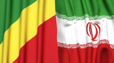 Gerçek kumaş dokusuna sahip CONGO R ve İRAN bayrakları