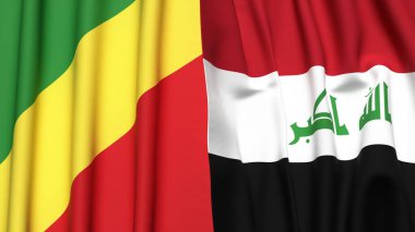 CONGO R ve IRAQ bayrakları gerçekçi kumaş dokusuna sahip