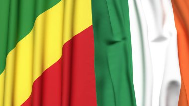 ConGO R ve IRELAND bayrakları gerçekçi kumaş dokusuna sahip