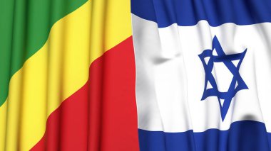 Gerçek kumaş dokusuna sahip CONGO R ve İsrail bayrakları