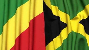 Gerçekçi kumaş dokusuna sahip CONGO R ve JAMAICA bayrakları