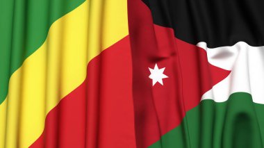 Gerçekçi kumaş dokusuna sahip CONGO R ve JORDAN bayrakları
