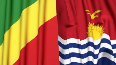 Gerçekçi kumaş dokusuna sahip CONGO R ve KIRIBATI bayrakları