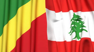 Kongo R ve LEBANON bayrakları gerçekçi kumaş dokusuna sahip