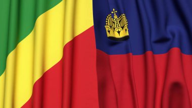 Congo R ve LIECHTENSTEIN bayrakları gerçekçi kumaş dokusuyla