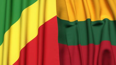 Gerçekçi kumaş dokusuna sahip CONGO R ve LITHUANIA bayrakları
