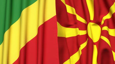 Gerçekçi kumaş dokusuna sahip CONGO R ve MACEDONIA bayrakları