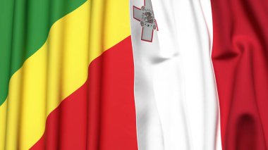 Gerçek kumaş dokusuna sahip CONGO R ve MALTA bayrakları
