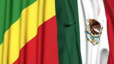 Gerçekçi kumaş dokusuna sahip CONGO R ve MEXICO bayrakları