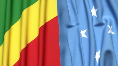 Gerçekçi kumaş dokusuna sahip CONGO R ve MICRONESIA bayrakları