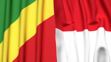 CONGO R ve Monako bayrakları gerçekçi kumaş dokusuna sahiptir.