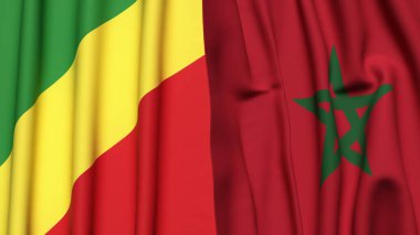 Gerçekçi kumaş dokusuna sahip CONGO R ve MoroCCO bayrakları