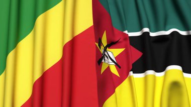 Kongo R ve MOZAMBIQUE bayrakları gerçekçi kumaş dokusuyla