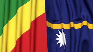 Gerçekçi kumaş dokusuna sahip CONGO R ve NAURU bayrakları