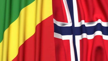 Gerçekçi kumaş dokusuna sahip CONGO R ve NORway bayrakları