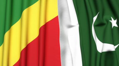 Gerçekçi kumaş dokusuna sahip CONGO R ve PAKISTAN bayrakları