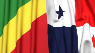 Gerçek kumaş dokusuna sahip CONGO R ve Panama bayrakları