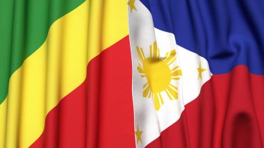 Gerçekçi kumaş dokusuna sahip CONGO R ve PHILIPPINES bayrakları