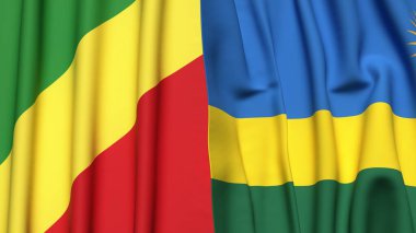 CONGO R ve Rwanda bayrakları gerçekçi kumaş dokusuna sahip
