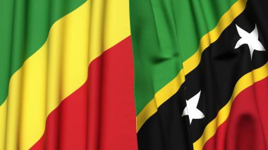 Congo R ve Saint Kitts bayrakları gerçekçi kumaş desenli.